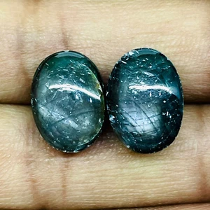 2 Stck. Unbeheizt Natürlicher Saphir 14x10 mm Oval Lose Cabochon Edelsteine Posten - Bild 1 von 9
