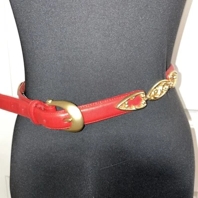 Brighton Belt Red With Gold Filigree hardware size medium 41612 - Image 1 of 4