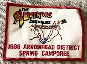 Arrowhead District Spring Camporee 1988 The Adventure Continues BSA Boy Scouts - Picture 1 of 2