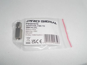 Pro-Signal FME Adaptor Connector FME Male Plug To SMA Male Plug - Picture 1 of 2