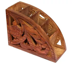 Beautiful Wooden Stand Organizer Rack Remote Control Storage Holder Caddy Brown - Picture 1 of 5
