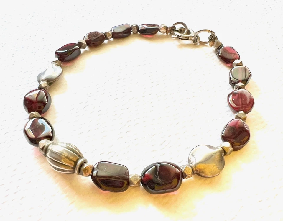 BRACCIALE IN GRANATO SCURO e ARGENTO 925 per mille (pezzo unico) IRRESISTIBILE! - Immagine 1 di 1