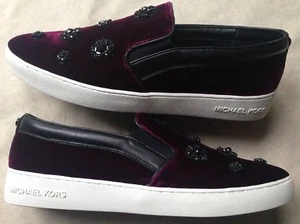 Michael Kors MK Keaton Terciopelo Vino Piedras Preciosas Sin Cordones Entrenador Bajos 8 8 8.5 42 - Imagen 1 de 9