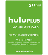 Hulu Plus Card 1 Month  - No commercials - Fast Delivery - Free Shipping