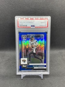 2022 PANINI DONRUSS OPTIC TREVOR LAWRENCE BLUE PRIZM #d /179 PSA 10 JAGUARS