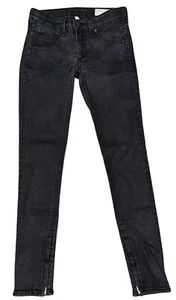 RAG & BONE Jeans Womens Size 24 Black Skinny Zipper Ankle Dark Wash Grunge - Picture 1 of 10