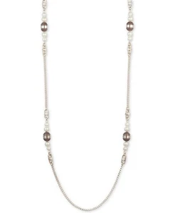 DKNY Gold-Tone Colored Stone & Imitation Pearl 42" Strand Necklace - Picture 1 of 2