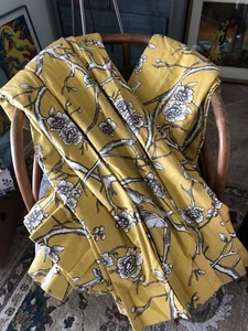 Pair Dwell Studios ROBERT ALLEN Blossom Citrine Cotton Drapery Panels 37”x101” - Picture 1 of 12
