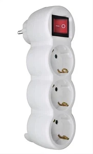 Adapter Stecker 3fach Steckdosen Kindersicherun On/Off Schalter Mehrfachstecker - Bild 1 von 3
