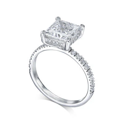14k Ring E VVS2 4.20 Ct Princess Lab-created Diamond IGI CERTIFIED Gift For Her - Image 1 of 4