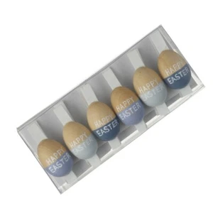 Set 6 picchetti per uova di Pasqua decorati in legno - 12x5,2x1,9 cm - Foto 1 di 1