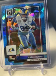 2022 DONRUSS OPTIC AARON DONALD LIGHT BLUE CRACKED ICE PRIZM #/15