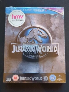 Jurassic World 3D + 2D HMV Exclusive Limited Edition Steelbook New & Sealed - Picture 1 of 2