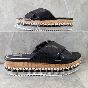 Sandali River Island bianchi neri in sughero con plateau misura larga UK 8 EU 41W - Foto 1 di 14