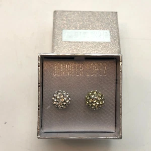 Jennifer Lopez JLo Earrings silver tone clear Rhinestones Balls Pierced Gift New - Picture 1 of 6