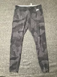 Nike Leggings Size Large Womens Gray Black Striped Gym Workout 28X28 - Picture 1 of 8