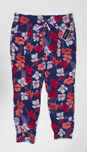 Juicy Couture Harem Pant Cuffed Printed Midnight Pink Floral Print Size XL - Picture 1 of 10