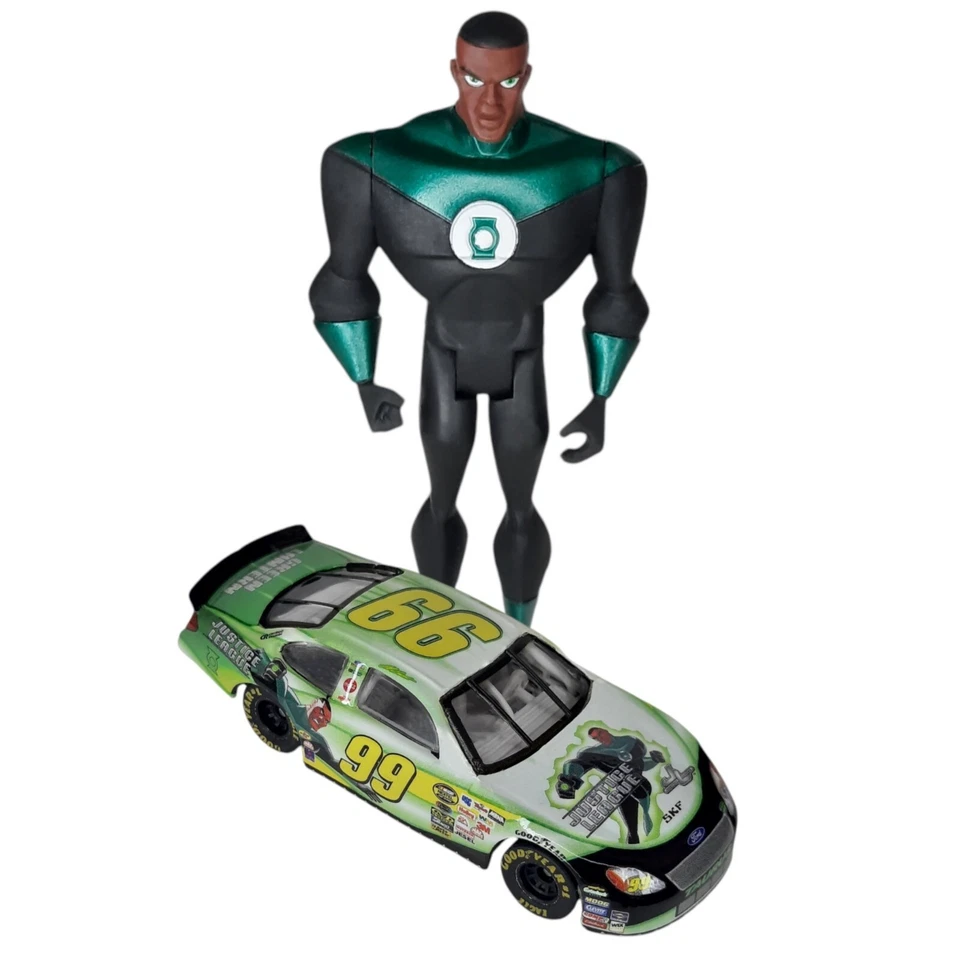Figura de acción Green Lantern 2004 Hot Wheels DC Comics/con lote de autos de carreras NASCAR de colección Foto 1 de 4