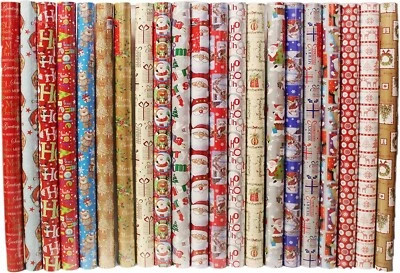 5 x 7M Christmas Traditional Cute Wrapping Paper roll - Image 1 of 4