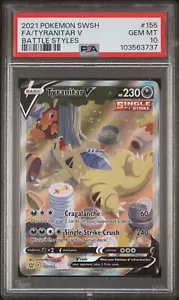 Pokemon Battle Styles Tyranitar V 155/163 2021 arte antiguo PSA 10 - Imagen 1 de 1