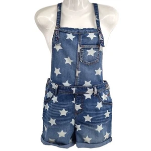 Cat & Jack Girls Short Romper/Overall Blue Denim Stars Print Size XL ( 14/16 ) - Picture 1 of 15
