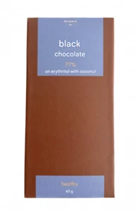 Vegane natürliche 100% dunkle Schokolade mit Kokos 77% Erythrol-Basis 60g - Bild 1 von 1