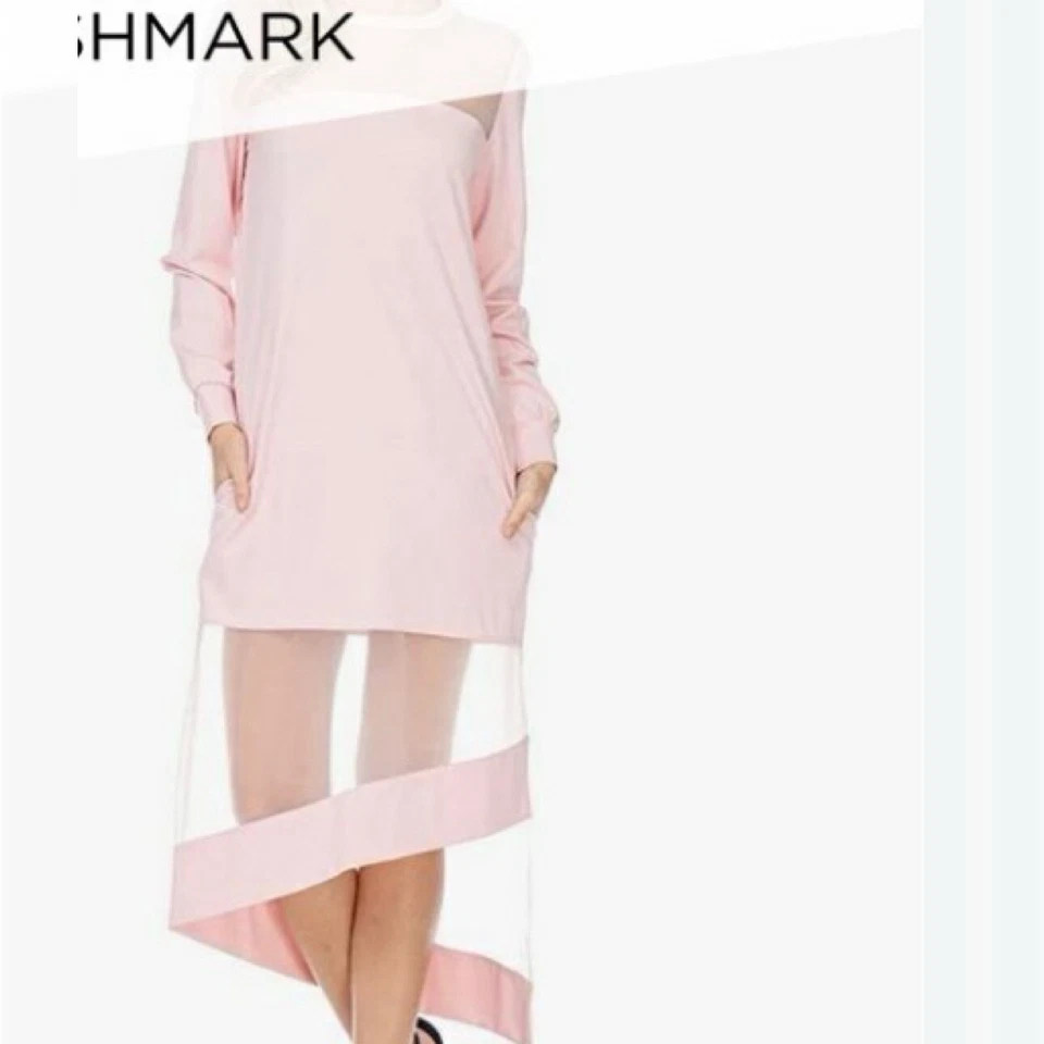 Vestido midi asimétrico rosa para mujer Tov Los Angeles talla 44 = XL manga larga Foto 1 de 4