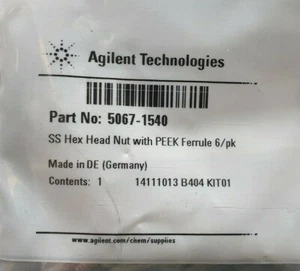 AGILENT 5067-1540 SS HEX HEAD NUT W/ PEEK FERRULE 6/PK (BR5.4BLUE) - Picture 1 of 2