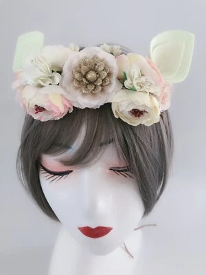 Women Girl Flower Easter party Rabbit Bunny Fox Ear hair Head band Headband - Image 1 of 4
