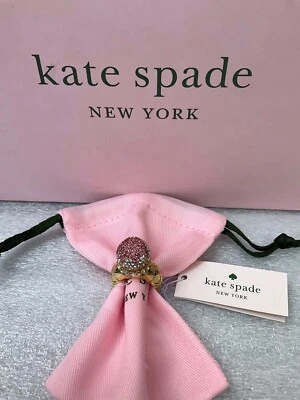 NUEVO CON ETIQUETAS KATE SPADE NEW YORK HELADO SUNDAE 12-K Chapado en Oro Metal Vidrio Piedra Anillo Foto 1 de 4