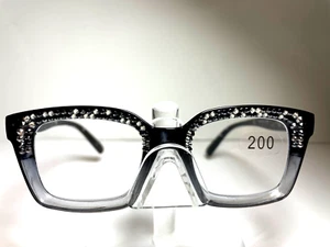 NEU JIMMY CRYSTAL DAMEN LESEBRILLE ECKIG 2,00 SCHWARZ SWAROVSKI - Bild 1 von 5