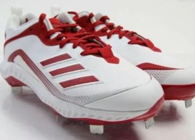 ADIDAS LOUISVILLE CARDINALS METAL BASEBALL CLEATS H67985 WHITE RED MENS SIZE 7 - Image 1 of 3