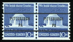 EE. UU. #1520a 10¢ Jefferson LP, Bureau Precancel, daños a la izquierda, F-VF NH MNH - Imagen 1 de 2