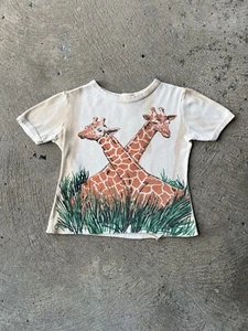 Vintage 50s 60s Giraffe Nature Jungle Child’s Shirt XS Adult Baby Tee - Picture 1 of 4