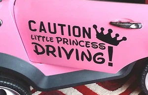 CAUTION LITTLE PRINCESS DRIVING sticker for kids car truck ride on toy - Picture 1 of 3