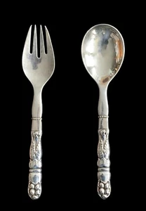 Georg Jensen Ornamental Pattern Serving Set Spoon and Fork  No 54 - Picture 1 of 8