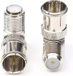 Confezione 2 Adattatore Coassiale Tipo F Maschio PushOn a Femmina 90 Gradi per Cavo Antenna TV - Foto 1 di 1