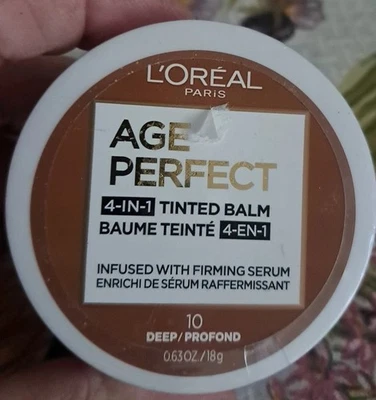 L'Oreal Paris Age Perfect 4-In-1 Tinted Balm Firming Serum 10 Deep 0.63 Oz NIP - Image 1 of 3