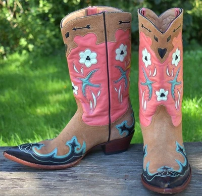 Botas de Vaquera RARAS BOOT STAR Por OLD GRINGO Golondrina Bluebird Incrustación Floral 10M Foto 1 de 4