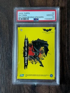 2005 TOPPS BATMAN BEGINS STICKERS #2 BATMAN PSA 10 POP 1 - Picture 1 of 4