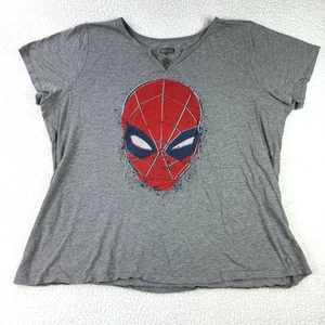 Top Torrid Talla 3 x Marvel Spider-Man Cuello Dividido Heritage Algodón Gris Jaspeado - Imagen 1 de 6