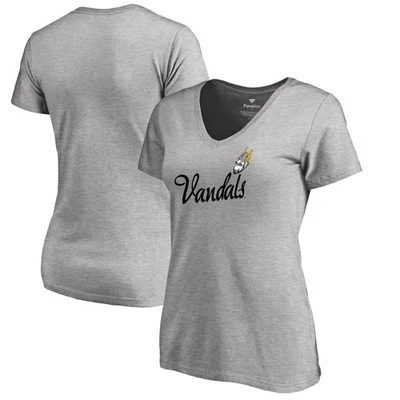Women's Heathered Gray Idaho Vandals Dora V-Neck T-Shirt - Image 1 of 3