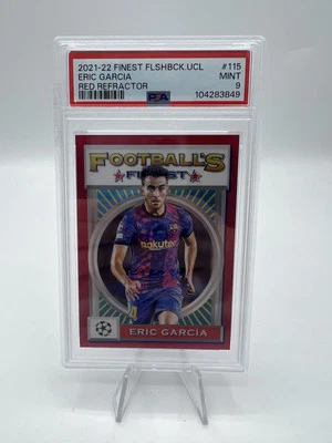 2021/22 Topps Finest Flashbacks UEFA Eric Garcia Red Refractor /5 PSA 9 - Image 1 of 2