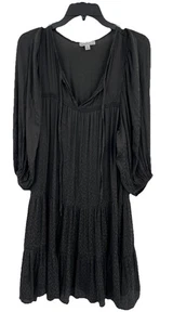 Ophelia Roe Dress Womens XL Black Boho Tiered Babydoll with Leopard Pattern - Picture 1 of 7