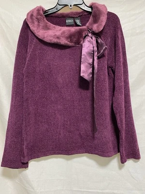 Suéter Vintage Navidad L Erika Tejido Apretado Copo de Nieve Negro Suéter Cuello de Piel Foto 1 de 4