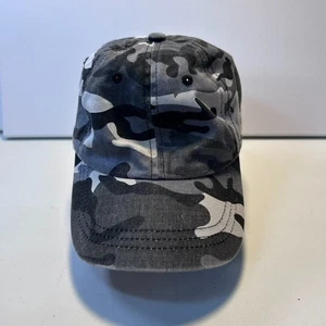 Camouflage Baseball Cap Gray And Black One Size Hook & Loop Adjustable - Picture 1 of 8