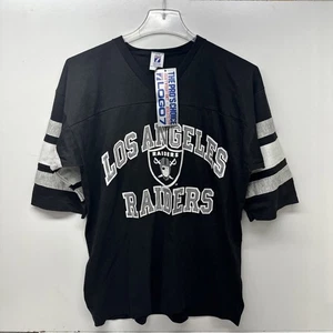 Vintage Logo 7 Los Angeles Raiders Shirt Men's XL Black NFL V Neck USA NWT NOS - Picture 1 of 7