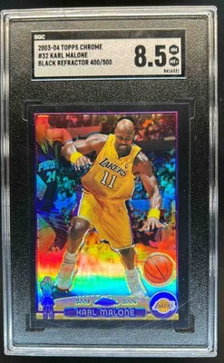 2003-04 Topps Chrome Karl Malone Refractor Black #400/500 Lakers SGC 8.5 - image 1 of 2
