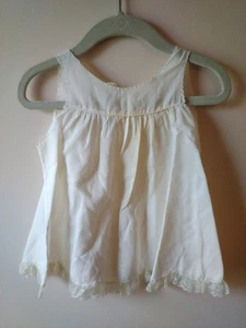 Vtg Baby DOLL Embroider Diaper Gown Dress CHERUB Slip Cotton White Handmade VGC - Picture 1 of 7