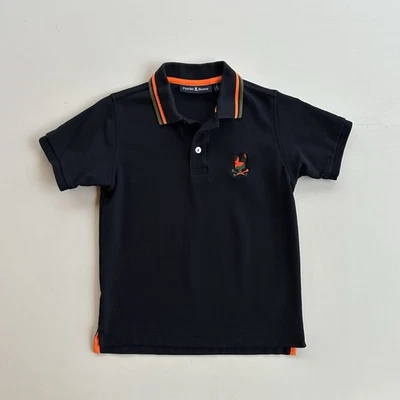 Psycho Bunny Polo Shirt Navy Blue Orange Green Kid Boys Size Medium 10/12 Pima - Image 1 of 4
